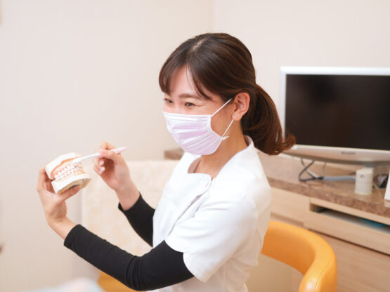 説明をする女性